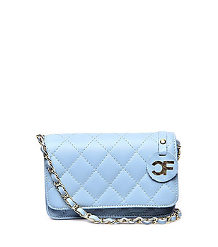 Дамска светлосиня кожена чанта за рамо Radika снимка