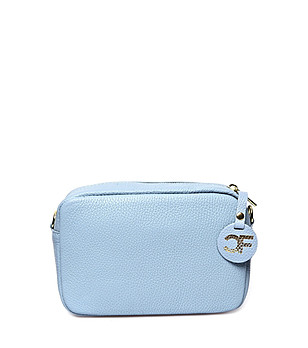 Малка светлосиня дамска чанта от естествена кожа Makena снимка