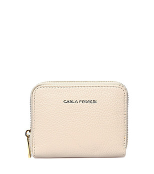 Бежов дамски портфейл от естествена кожа Alenia снимка