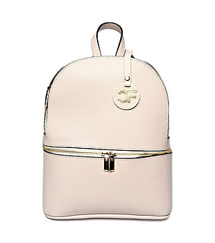 Дамска раница от естествена кожа Elsie в бежов нюанс снимка