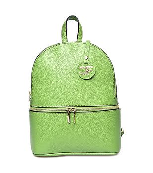 Дамска раница от естествена кожа в цвят маслина Elsie снимка