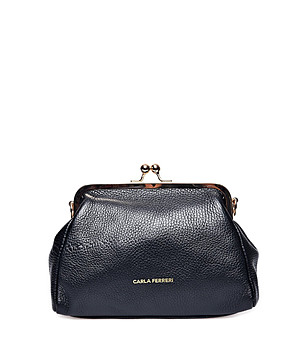 Черна дамска клъч чанта от естествена кожа Oliana снимка