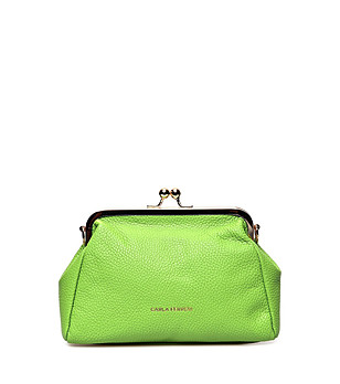 Зелена дамска клъч чанта от естествена кожа Oliana снимка