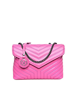 Малка дамска кожена чанта в нюанс на цвят фуксия Telmia снимка