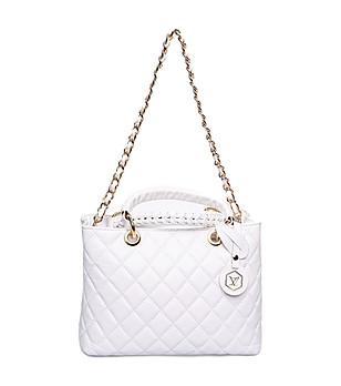 Бяла дамска кожена чанта Salvena снимка