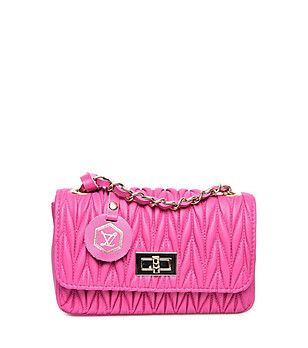 Дамска чанта с ефектен релеф в циклама Sia снимка