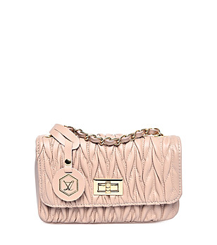 Дамска чанта с ефектен релеф в цвят пудра Sia снимка