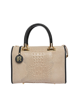 Бежова дамска кожена чанта Frances снимка