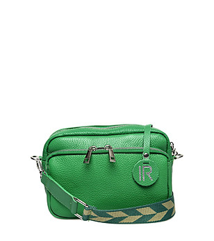 Зелена дамска чанта от естествена кожа Saruni снимка