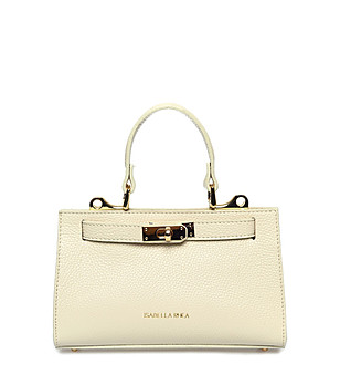 Дамска светлобежова чанта от естествена кожа Zia снимка