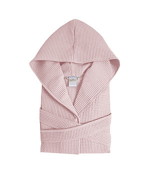 Памучен халат с качулка вафел в розова пудра Merilin S/M  снимка