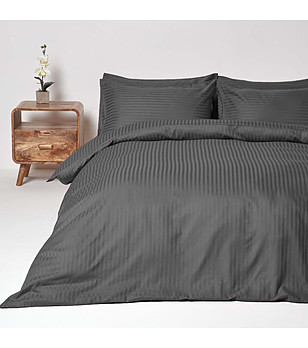 Спален комплект Роял сатен 3 части в тъмносиво 150х220 см снимка