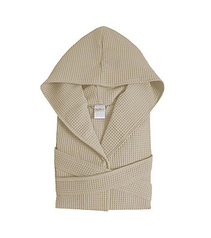 Памучен халат с качулка вафел в екрю Merilin L/XL  снимка