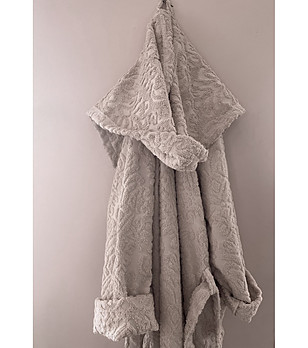 Памучен халат Шик в бежово XXL снимка