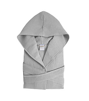 Памучен халат с качулка вафел в сиво Merilin XXL снимка