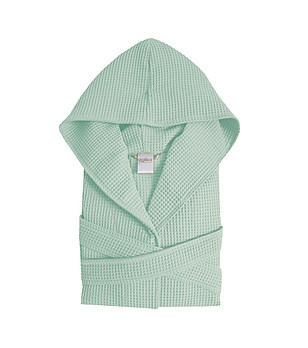 Памучен халат с качулка вафел в мента Merilin XXL снимка