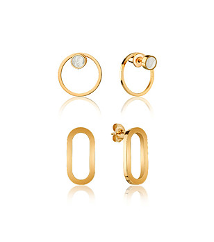 Комплект от 2 чифта обеци в златисто Emma  снимка