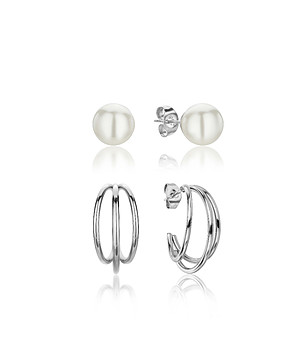 Комплект сребристи дамски обеци Diane снимка