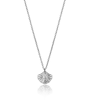 Сребристо дамско колие с висулка мида с камъчета CoralCove снимка