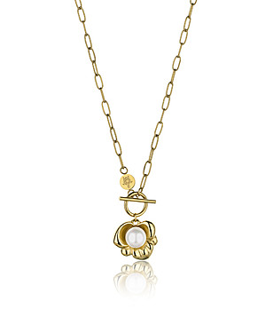 Дамско колие в златисто с висулка с перла PearlNest снимка