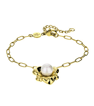 Златиста дамска гривна с перла Covae снимка