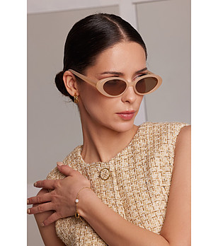 Овални дамски поляризирани слънчеви очила в цвят шампанско CHIC снимка