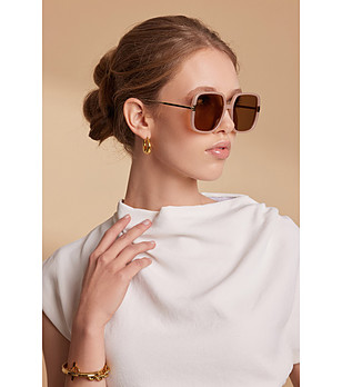 Дамски поляризирани слънчеви очила в цвят шампанско MUSE снимка