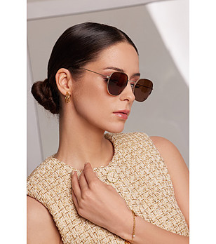 Дамски слънчеви поляризирани очила в златисто с кафяви лещи  VIVID снимка