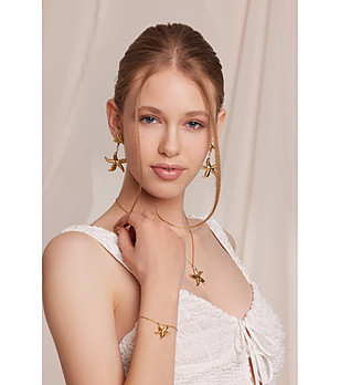 Златист комплект от гривна, колие и обеци с морски звезди Marela снимка