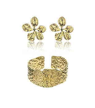 Комплект от гривна и обеци в златисто Seabyn снимка