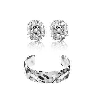 Сребрист комплект от гривна и обеци Zephyra снимка