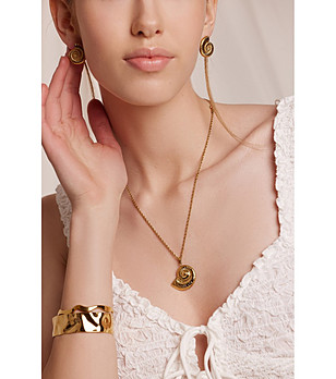 Златист сет от гривна, колие и обеци AquaNest снимка