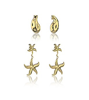 Комплект от 3 чифта златисти обеци Lirien снимка