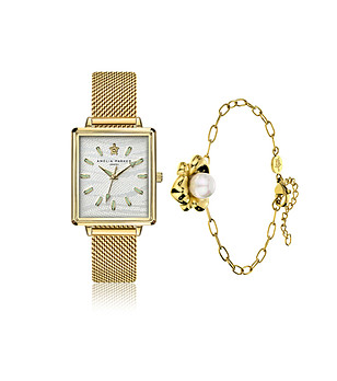 Комплект от часовник и гривна в златисто Desert снимка