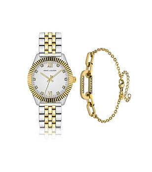 Дамски комплект от часовник и гривна в златисто и сребристо Athens снимка