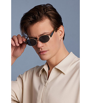 Овални унисекс слънчеви очила в златисто GLAM снимка