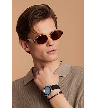 Овални златисти унисекс очила с кафяви лещи GLAM снимка