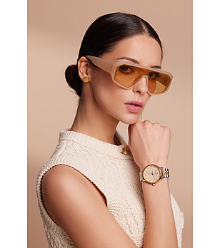 Унисекс слънчеви очила в цвят шампанско VERTEX снимка