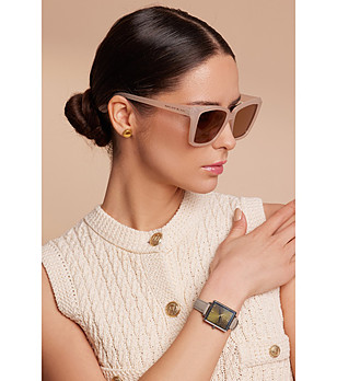 Унисекс слънчеви очила с рамка в цвят шампанско CALIENTE снимка