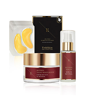 Комплект от крем и серум с ретинол и пачове за очи с 24каратово злато снимка