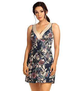 Тъмносиня нощница с флорален принт EWONA снимка