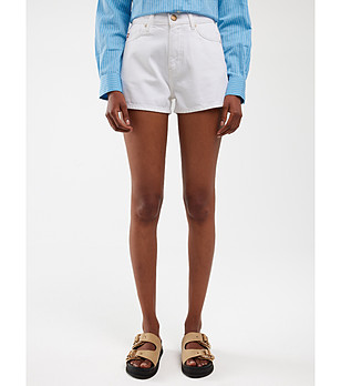 Бели дамски къси памучни панталонки KATIE  снимка