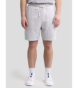 Къси мъжки памучни панталонки в сив меланж MANDOS снимка