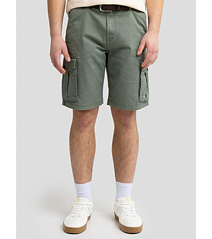 Памучни зелени мъжки къси карго панталони MORRISE снимка