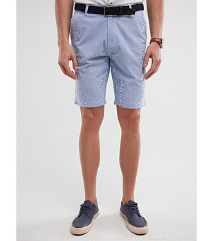 Светлосини памучни къси панталони GUSTO снимка