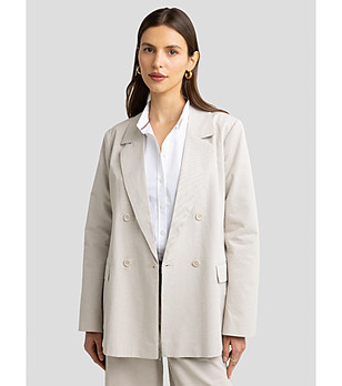 Дамско сако в бежово с памук и лен MARYLIA снимка