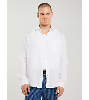 Ленена мъжка риза в бяло JIANIS снимка