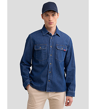 Памучна тъмносиня дънкова риза CODY снимка