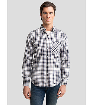 Памучна карирана риза в сиво и тъмносиньо TURNIS снимка