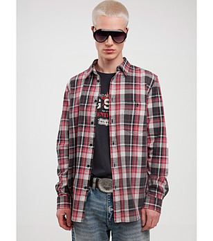 Мъжка риза на каре в червено и сиво WEROS снимка